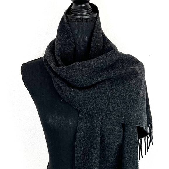Polo Ralph Lauren 100% Lambswool Winter Scarf Charcoal Gray - Picture 4 of 6